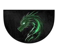 Mexpekil Paillasson en demi-lune pour intérieur et extérieur - Motif dragon vert feu - Tapis de sol antidérapant - Demi-cercle - Absorbant - Tapis demi-rond pour entrée, 61 x 91 cm