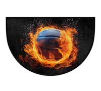 Mexpekil Paillasson en forme de demi-lune avec motif de basket-ball - Pour intérieur et extérieur - Lavable - Absorbant - Attrape la saleté - Demi-rond - Pour entrée, 61 x 91 cm