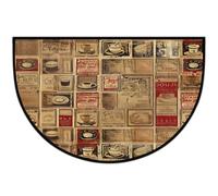 Mexpekil Paillasson vintage en demi-lune pour intérieur et extérieur - Motif journal café - Tapis de sol antidérapant - Lavable - Demi cercle - Absorbant la saleté - Tapis demi-rond pour entrée, 61 x