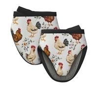 Mexpekil Paire de gants de cuisine en silicone résistants à la chaleur Motif poules