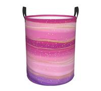 Mexpekil Panier à linge pliable avec poignées - Grand panier à linge étanche pour jouets d'enfants, vêtements sales, livres (rose violet pailleté)