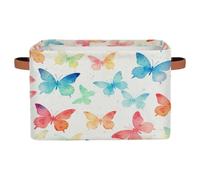 Mexpekil Panier de rangement avec poignée, boîte à jouets pliable colorée pour chien, motif papillon aquarelle, boîtes de rangement pour étagères