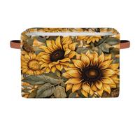 Mexpekil Panier de rangement pliable avec poignée, boîte à jouets pour chien, motif tournesol, papillon, boîtes de rangement pour étagères