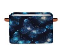 Mexpekil Panier de rangement pliable avec poignée, motif papillon bleu brillant pour chien, boîte de rangement pour étagères