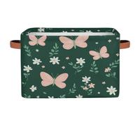 Mexpekil Panier de rangement pliable avec poignée, papillon à ailes roses, boîte de rangement pour jouets pour chien