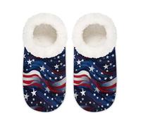 Mexpekil Pantoufles antidérapantes pour femme avec drapeau américain du 4 juillet, Drapeau américain du 4 juillet, Medium/Large