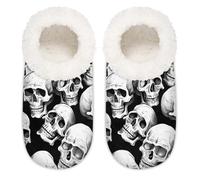 Mexpekil Pantoufles antidérapantes pour femme Motif tête de mort Halloween, Motif crâne d'Halloween, Medium/Large
