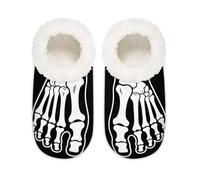 Mexpekil Pantoufles antidérapantes pour femme Motif tête de mort, Pieds squelette crâne, X-Large