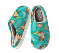 Mexpekil Pantoufles chaudes et confortables en mousse à mémoire de forme | Lovely Monkey Banana Chaussons chauds à enfiler pour intérieur et extérieur