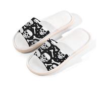 Mexpekil Pantoufles en lin antidérapantes à bout ouvert pour homme et femme - Pour l'intérieur et l'extérieur, Os de crâne, 41/42 EU