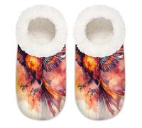 Mexpekil Pantoufles en mousse à mémoire de forme pour homme et femme Motif oiseau aquarelle Phoenix Chaussons confortables antidérapants, multicolore, 9/10.5 UK Wide