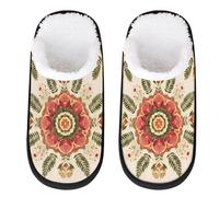 Mexpekil Pantoufles moelleuses pour femmes et hommes, Aquarelle Leaf Bloom, 8/11 UK Wide