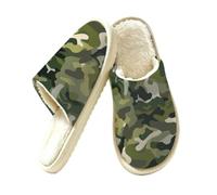 Mexpekil Pantoufles moelleuses pour femmes et hommes, Art camouflage vert