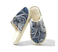 Mexpekil Pantoufles moelleuses pour femmes et hommes, Art pieuvre, 38/38.5