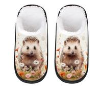 Mexpekil Pantoufles moelleuses pour femmes et hommes, Cure Hérisson Fleur, 4/7 UK Wide
