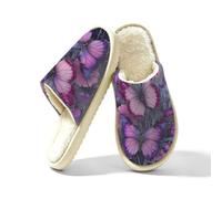 Mexpekil Pantoufles moelleuses pour homme et femme (39-39) | Beaux chaussons antidérapants violets en mousse à mémoire de forme pour l'hiver