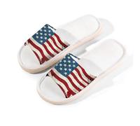 Mexpekil Pantoufles vintage drapeau américain pour femmes et hommes, 4 juillet USA Flas Flas Open Toe House Shoes Summer Linen Slippers, multicolore, 6/6.5 UK Wide