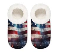 Mexpekil Pantoufles vintage en mousse à mémoire de forme pour homme et femme Motif drapeau américain 4 juillet, multicolore, 10.5/12 UK Wide