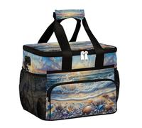 Mexpekil Pearl Shell Beach Sac à déjeuner isotherme réutilisable pour femmes, hommes et adultes, grand sac fourre-tout isotherme réutilisable pour le travail, le pique-nique, les activités de plein