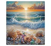 Mexpekil Pearl Shell Waves Aimant de lave-vaisselle 53,3 x 66 cm Autocollant décoratif pour porte d'entrée étanche Panneau magnétique