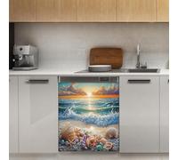 Mexpekil Pearl Shell Waves Aimant de lave-vaisselle 53,3 x 66 cm Autocollant décoratif pour porte d'entrée étanche Panneau magnétique