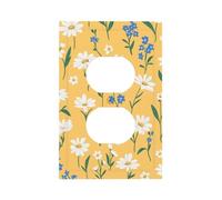 Mexpekil Petite marguerite Plantes Couvercle d'interrupteur 1 gang simple Duplex Plaque murale décorative pour la maison et le bureau