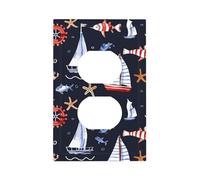 Mexpekil Phare Bateau Poisson Interrupteur Interrupteur 1 Gang Single Duplex Plaque murale décorative pour la maison et le bureau