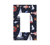 Mexpekil Phare Bateau Poisson Interrupteur Interrupteur 1 Gang Single Rocker Outlet Cover Plaque Murale Décorative pour Maison Bureau