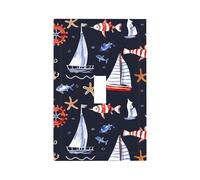 Mexpekil Phare Bateau Poisson Interrupteur Interrupteur 1 Gang Single Toggle Outlet Cover Plaque Murale Décorative pour Maison Bureau