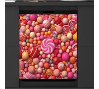 Mexpekil Pink Candy Couvercle magnétique pour lave-vaisselle | Housses décoratives réutilisables pour lave-vaisselle, panneau avant magnétique, autocollant pour appareils de cuisine