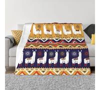 Mexpekil Plaid ethnique tribal alpaga lama couverture douce et chaude en flanelle douce et confortable en flanelle décorative pour lit, canapé, voyage, 125 x 150 cm