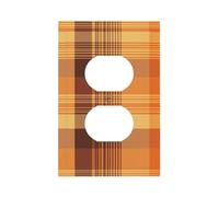 Mexpekil Plaque murale décorative pour interrupteur à 1 interrupteur - Orange Buffalo Check - Pour la maison et le bureau