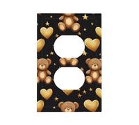 Mexpekil Plaque murale décorative pour interrupteur à 1 prise duplex avec étoiles dorées et cœur d'ours