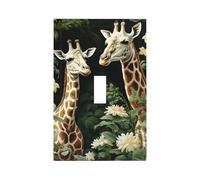 Mexpekil Plaque murale décorative pour interrupteur à bascule unique Motif girafe tropicale forêt