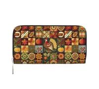 Mexpekil Portefeuille pour femme en cuir synthétique avec poche pour pièces de monnaie zippée Sac à main Thanksgiving Turquie Cube Element porte-monnaie pour femme, Noir , Taille unique, Moderne