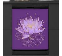 Mexpekil Purple Lotus Aimant de lave-vaisselle 58,4 x 66 cm Autocollant décoratif pour porte d'entrée étanche Panneau magnétique