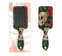 Mexpekil Rose Day of the Dead Skull Brosse à cheveux démêlante pour cheveux secs et humides Peigne à coussin d'air pour IDS, filles, femmes et hommes