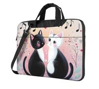 Mexpekil Sac à bandoulière étanche pour ordinateur portable avec sangle pour homme et femme, Couple de chats musicaux, 15.6 Inch
