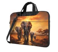 Mexpekil Sac à bandoulière étanche pour ordinateur portable avec sangle pour homme et femme, Migration des éléphants, 15.6 Inch