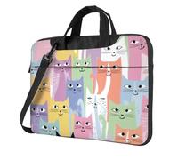 Mexpekil Sac à bandoulière étanche pour ordinateur portable avec sangle pour homme et femme, Motif de chats, 14 Inch