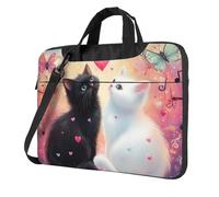 Mexpekil Sac à bandoulière étanche pour ordinateur portable avec sangle pour homme et femme, Notes de musique pour chats, 15.6 Inch