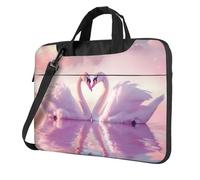 Mexpekil Sac à bandoulière étanche pour ordinateur portable avec sangle pour homme et femme, Pink Swans Love, 14 Inch
