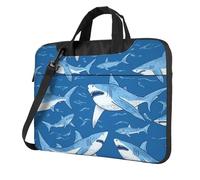 Mexpekil Sac à bandoulière étanche pour ordinateur portable avec sangle pour homme et femme, Requins Bleu Natation, 15.6 Inch