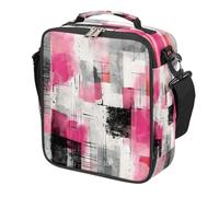 Mexpekil Sac à déjeuner abstrait moderne rose noir art enfants garçons filles boîte à déjeuner carrée isotherme réutilisable fourre-tout glacière pour l'école, pique-nique, voyage