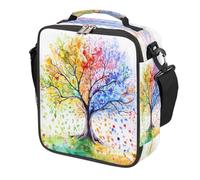 Mexpekil Sac à déjeuner Art Printemps Été Automne Hiver Arbre Enfants Garçons Filles Boîte à déjeuner carrée à isolation thermique réutilisable pour école, pique-nique, voyage