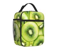 Mexpekil Sac à déjeuner avec poche latérale en maille pour femmes, hommes, garçons et filles, sac à déjeuner isotherme avec imprimé kiwi aquarelle