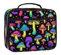 Mexpekil Sac à déjeuner isotherme avec motif champignon coloré fluo pour garçons et filles, sac isotherme étanche pour l'école et le travail
