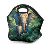 Mexpekil Sac à déjeuner isotherme en néoprène pour femmes, hommes, adultes, enfants, feuilles d'éléphant, sac de pique-nique portable pour le travail et le camping