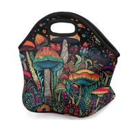 Mexpekil Sac à déjeuner isotherme en néoprène pour femmes, hommes, adultes, enfants, motif champignon magique, sac de pique-nique portable pour travail, camping