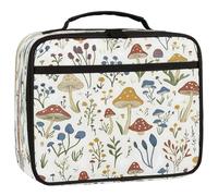 Mexpekil Sac à déjeuner isotherme pour enfants, motif champignon et fleurs sauvages, pour garçons et filles, sac isotherme étanche pour l'école, le travail